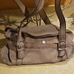 Longaberger Suede Shoulder Bag in Taupe